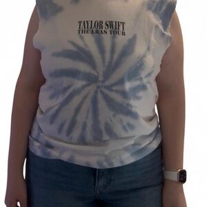 Taylor Swift Blue and White Tie-Dye Tank Top